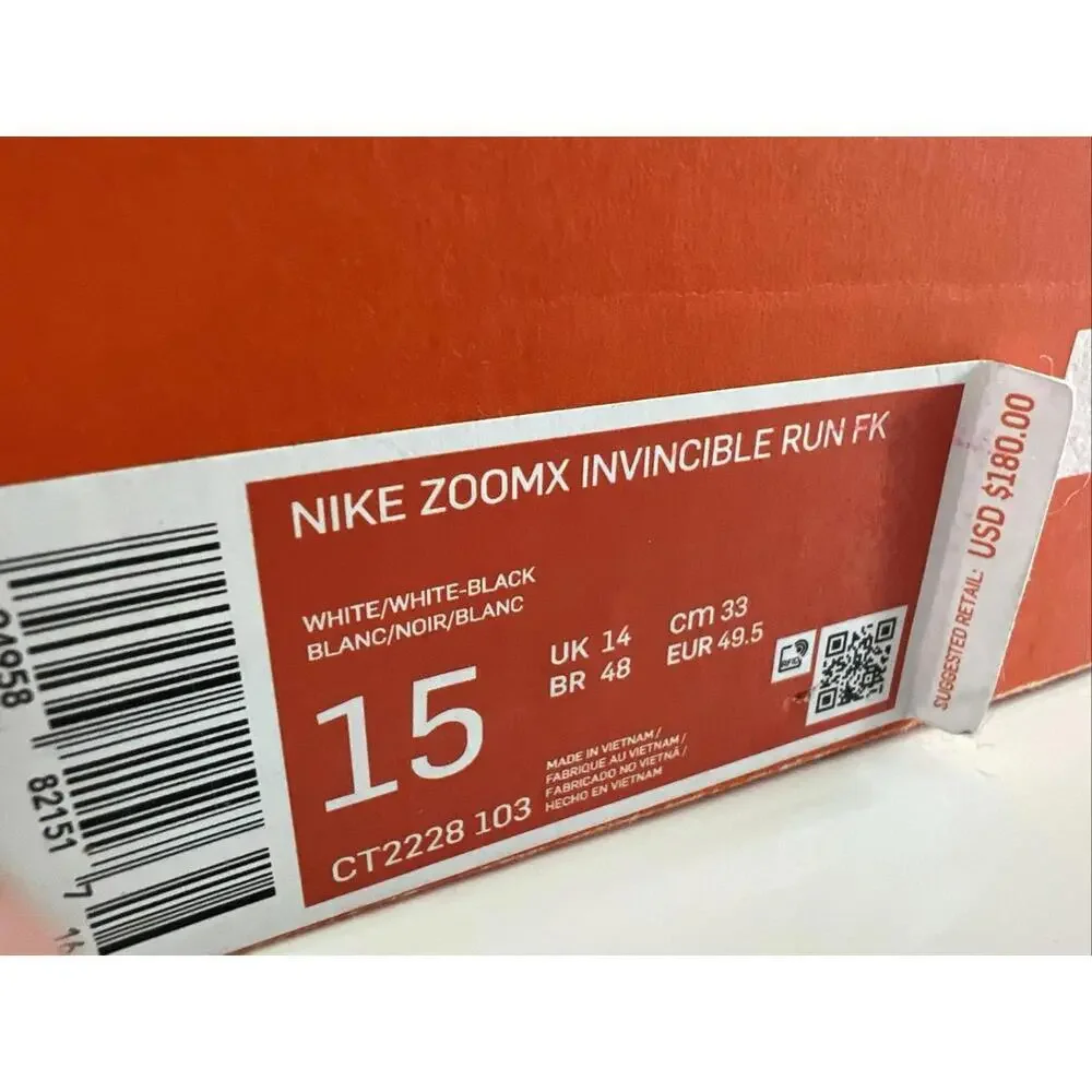 Nike ZoomX Invincible Run Flyknit Black White Low-top CT2228-103 Size 15 - Picture 7 of 8